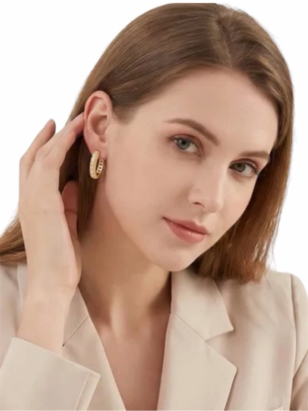 Pave Hoop CZ Patterned Earrings NWT - Picture 5 of 5